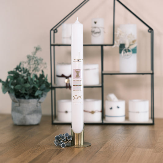 Kommunionkerze Lars - Rosis Kerzen rosa / Altarkerze 400/40 mm