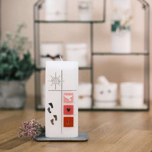 Taufkerze Paul - Rosis Kerzen rosa