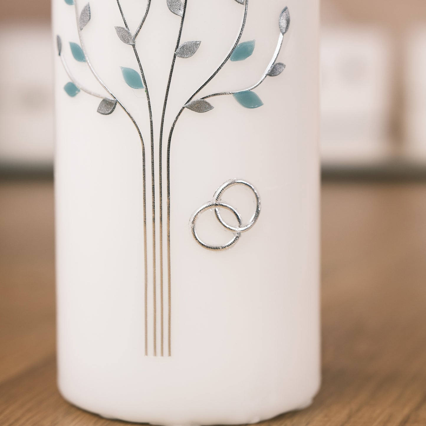 Hochzeitskerze mit Lebensbaum & Ringen - Rosis Kerzen
