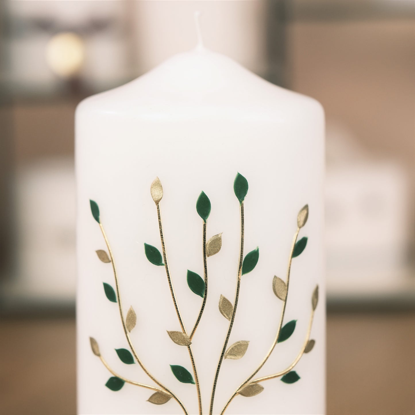 Hochzeitskerze mit Lebensbaum & Ringen - Rosis Kerzen