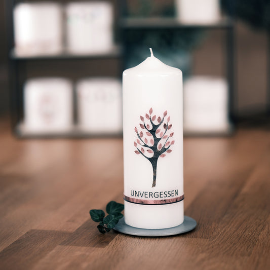 Trauerkerze "UNVERGESSEN" - Rosis Kerzen rosa