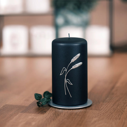 Trauerkerze mit Weizenähren - Rosis Kerzen silber