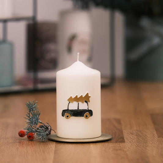 Weihnachtskerze "Driving home for X-Mas"