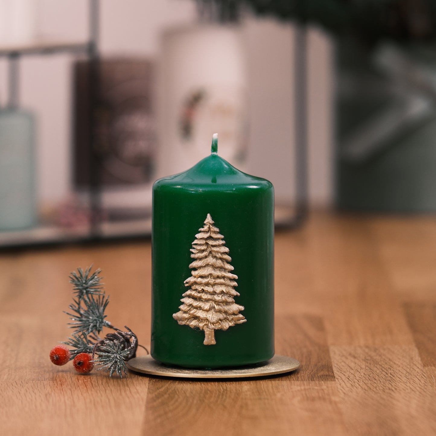 Weihnachtskerze mit Tanne