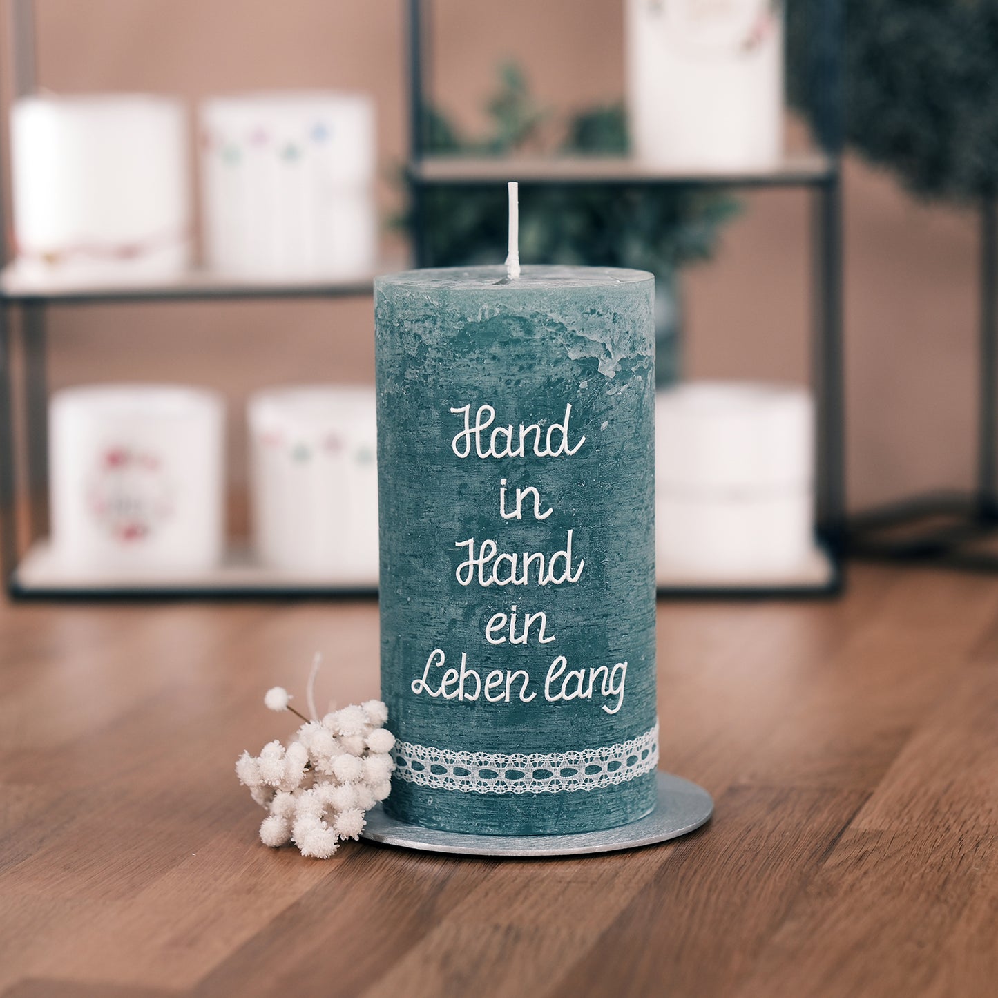Hochzeitskerze Hand in Hand ein Leben lang - Rosis Kerzen