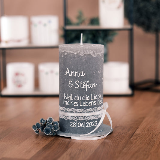 Hochzeitskerze Anna & Stefan - Rosis Kerzen