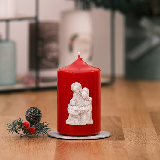 Weihnachtskerze mit hl. Familie Relief
