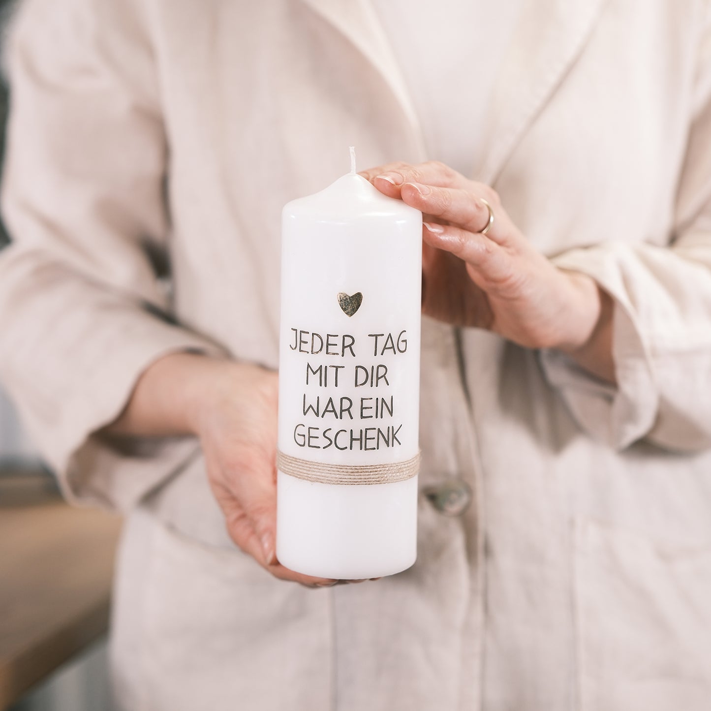 Trauerkerze "Jeder Tag mit dir war ein Geschenk" - Rosis Kerzen