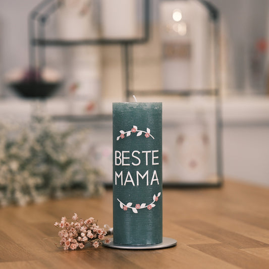 Beste Mama - Rosis Kerzen grün