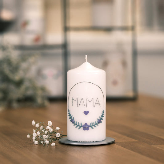 Mama (eingraviert) - Rosis Kerzen silber-türkis