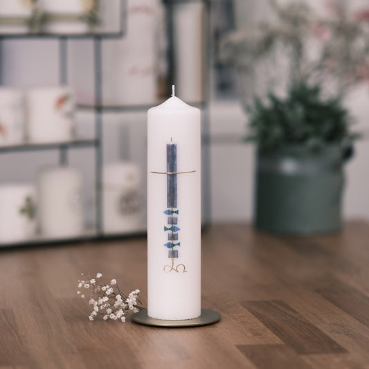 Taufkerze Kerstin - Rosis Kerzen blau