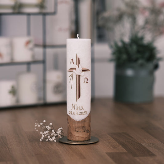 Taufkerze Emil - Rosis Kerzen rosa