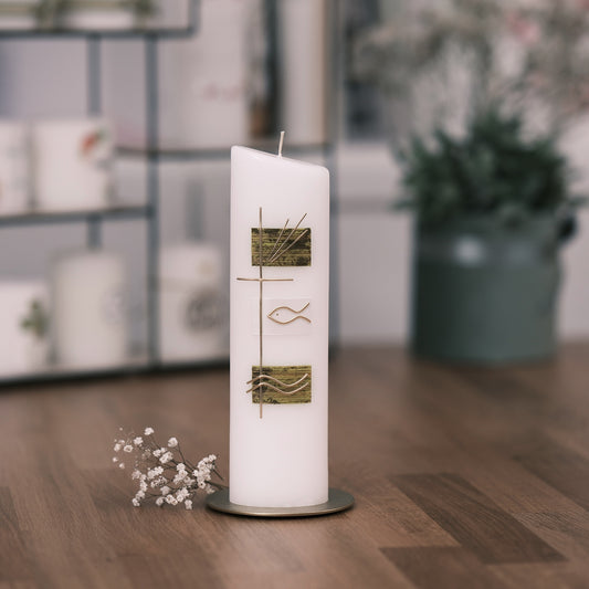 Taufkerze Sibille - Rosis Kerzen gelb