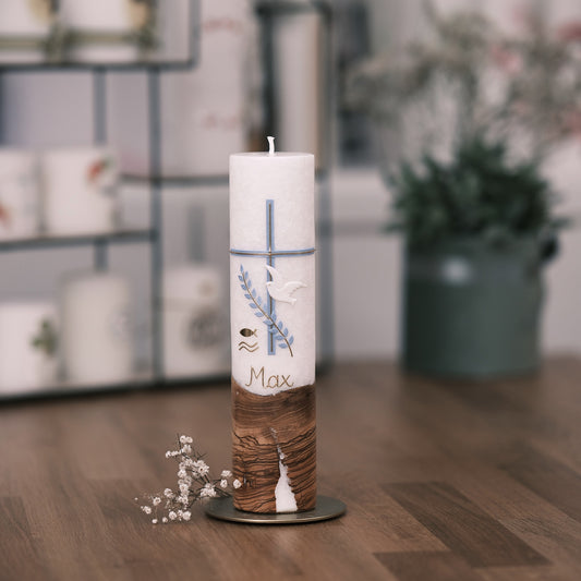 Taufkerze Thessa - Rosis Kerzen blau