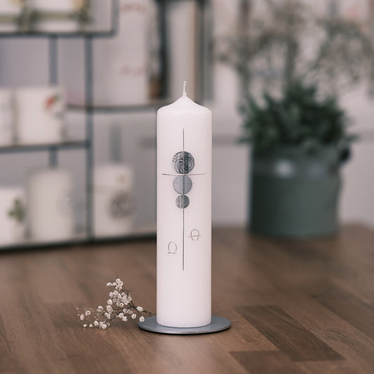 Taufkerze Andreas - Rosis Kerzen silber