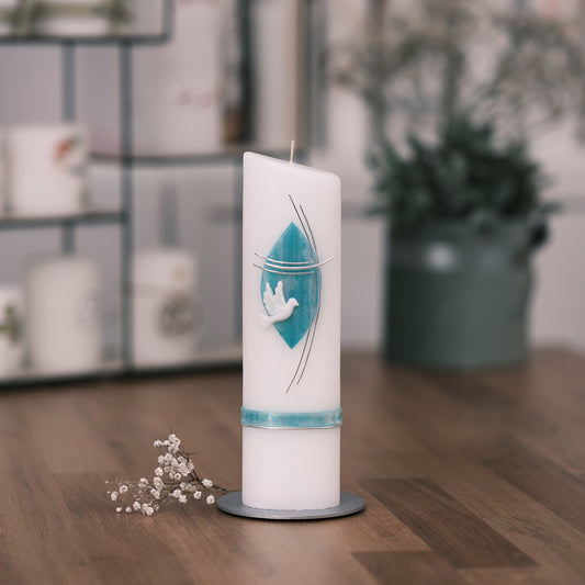 Taufkerze Beate - Rosis Kerzen blau