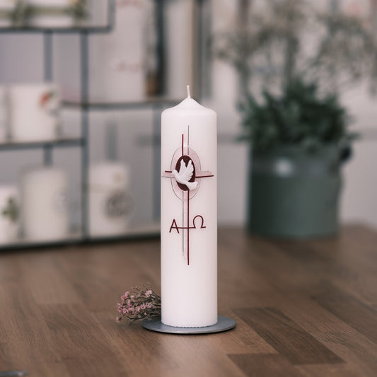 Taufkerze Pierre - Rosis Kerzen rosa-rot