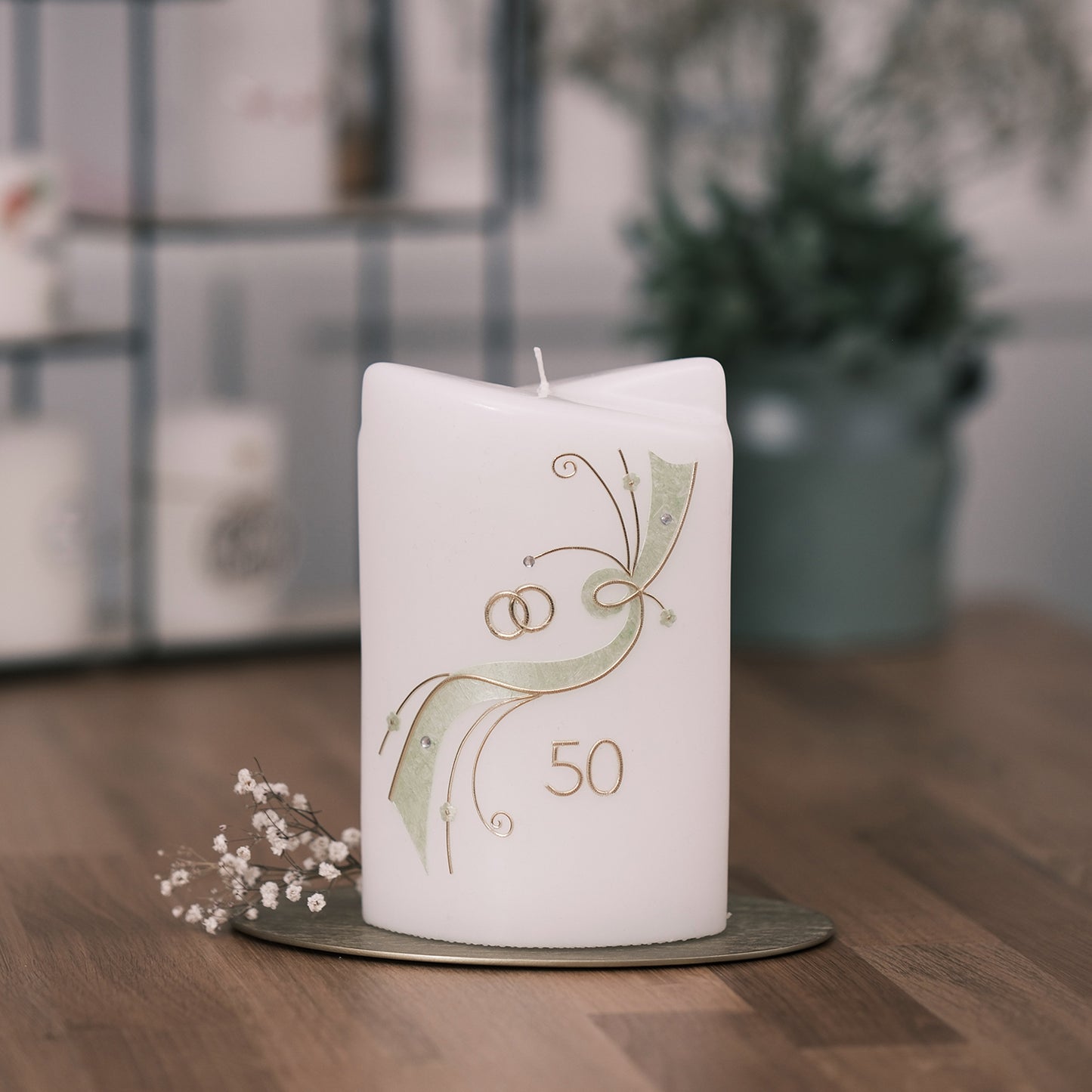 Hochzeitskerze zur goldenen Hochzeit - Rosis Kerzen