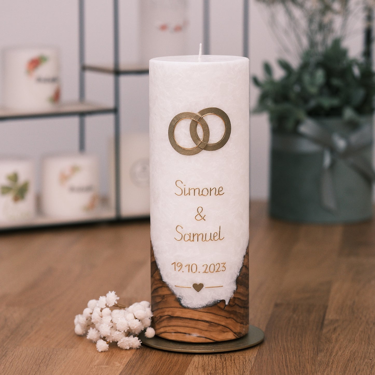 Hochzeitskerze Simone & Samuel - Rosis Kerzen mit Teelichteinsatz