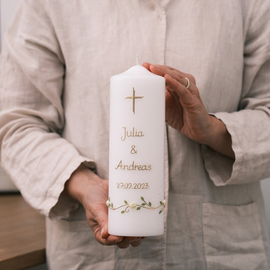 Hochzeitskerze Julia & Andreas - Rosis Kerzen