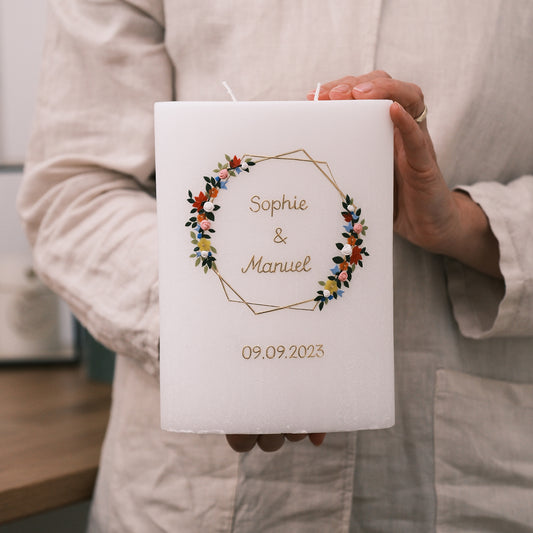 Hochzeitskerze Sophie & Manuel - Rosis Kerzen