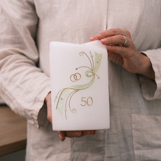 Hochzeitskerze zur goldenen Hochzeit - Rosis Kerzen