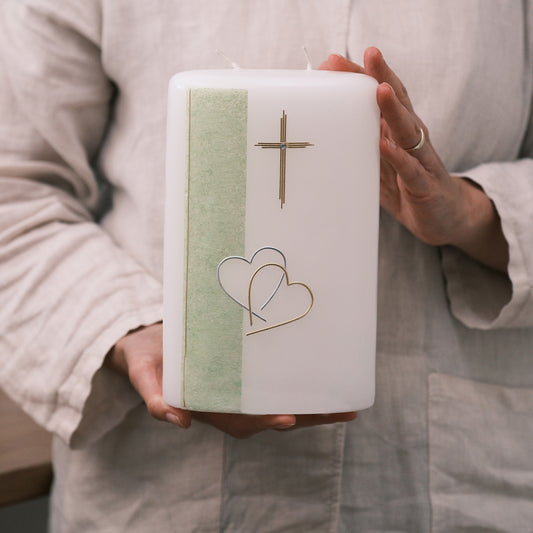 Hochzeitskerze Sieglinde & Gerald - Rosis Kerzen grün