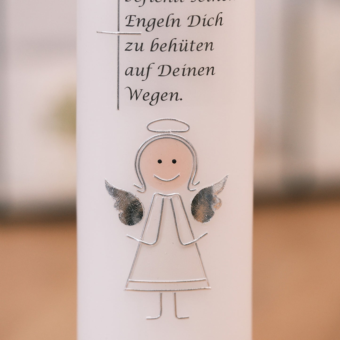Taufkerze mit Engel & Spruch
