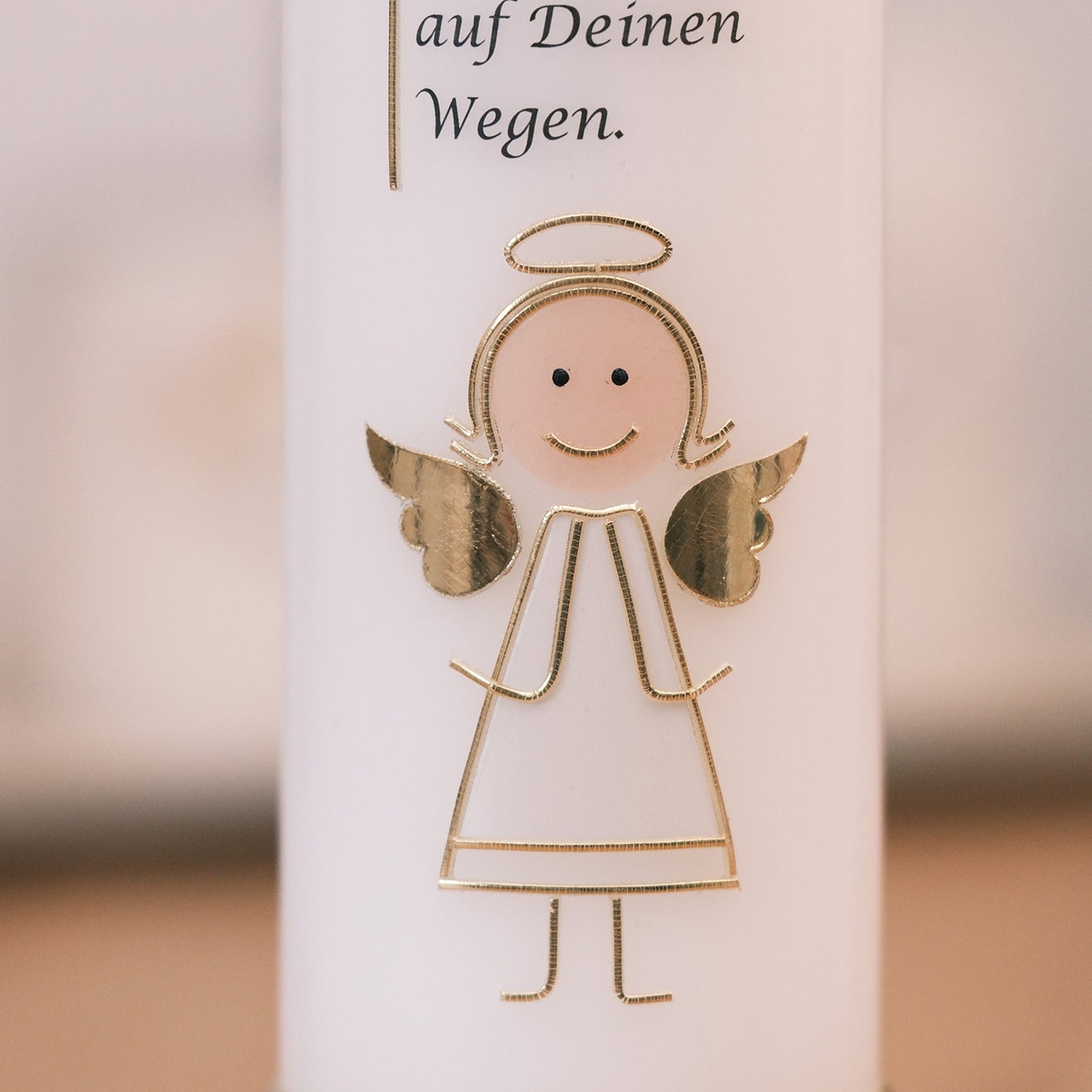 Taufkerze mit Engel & Spruch