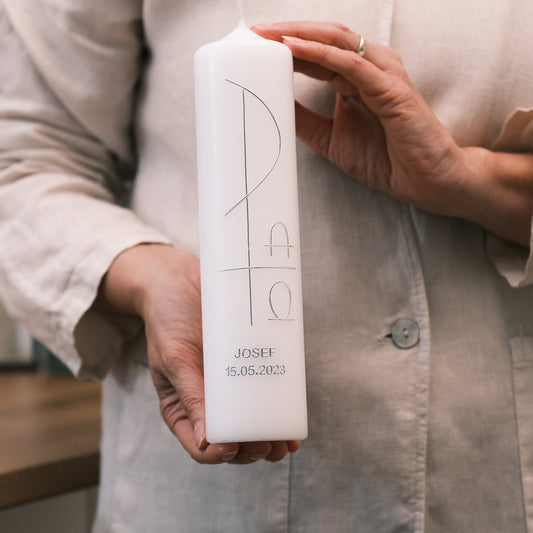 Taufkerze Josef - Rosis Kerzen