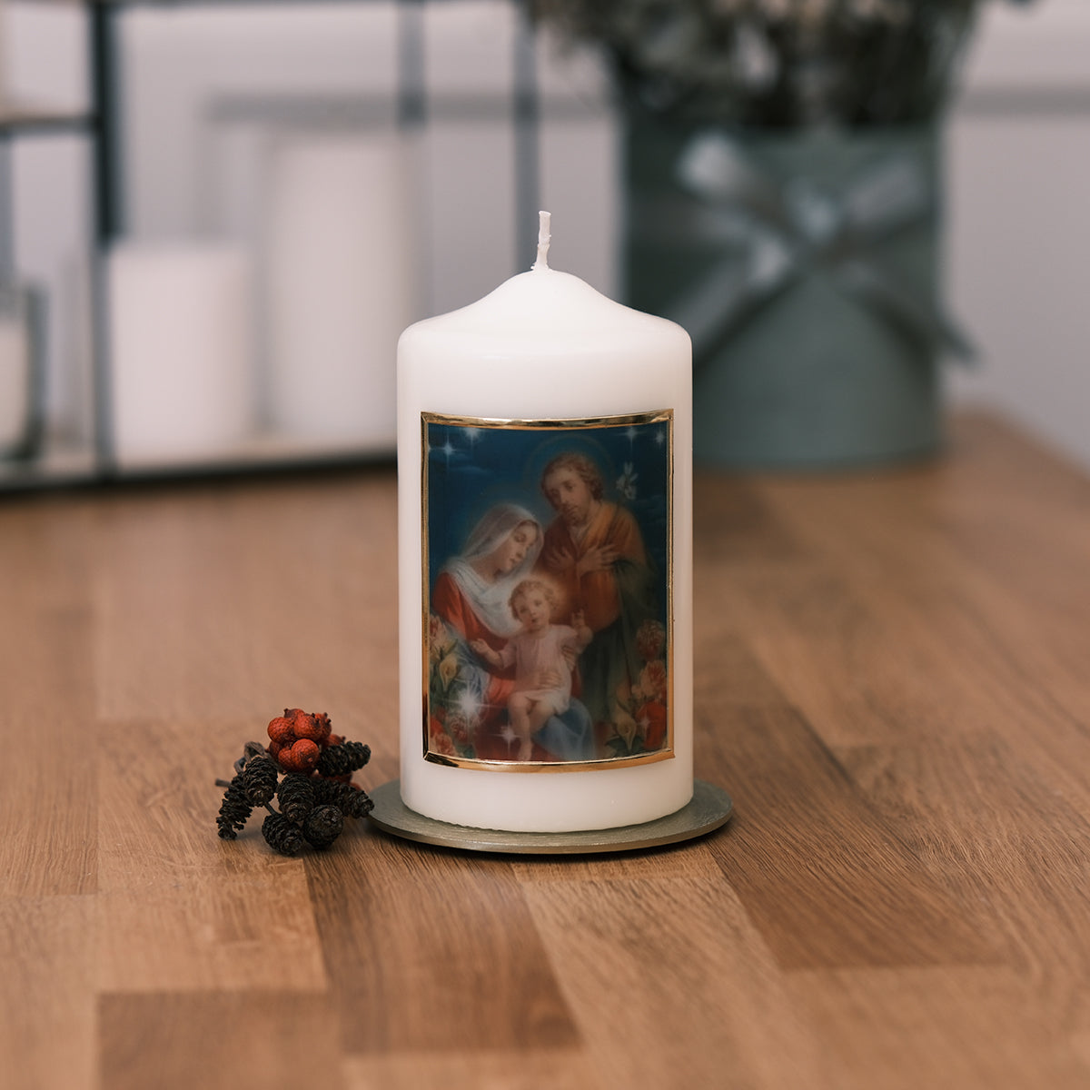 Weihnachtskerze mit Hl. Familie
