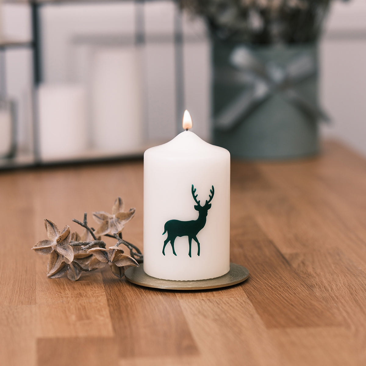 Waldgeflüster, Hirsch - Rosis Kerzen Stumpenkerze (120/70mm)
