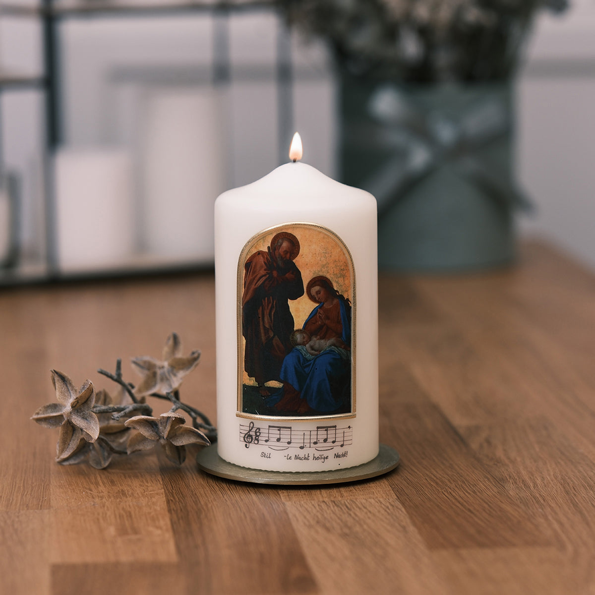 Weihnachtskerze "hl. Familie & Stille Nacht"