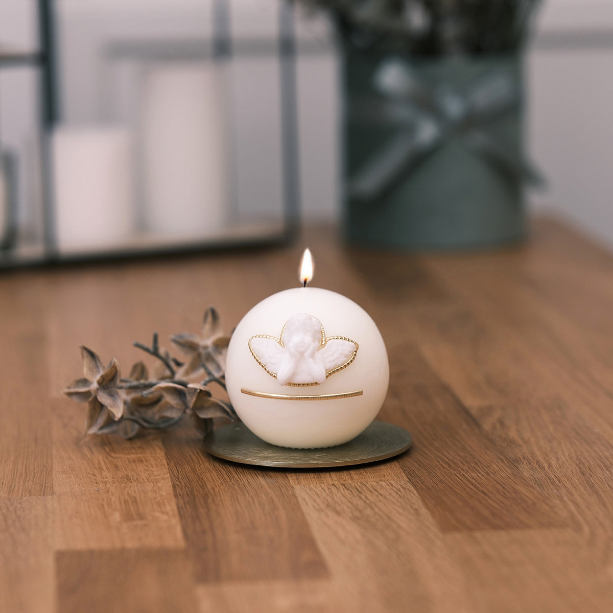 Kugelkerze mit Engel - Rosis Kerzen (70mm)