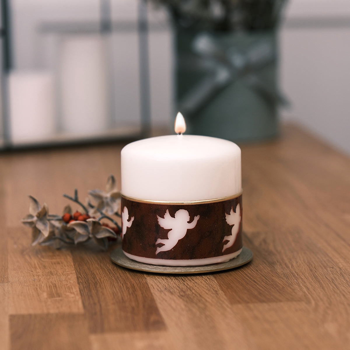 Weihnachtskerze mit Engerlbordüre