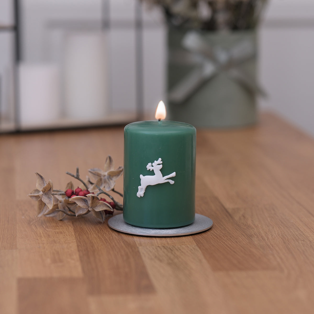 Waldgeflüster 3er Set (-10%), tannengrün - Rosis Kerzen