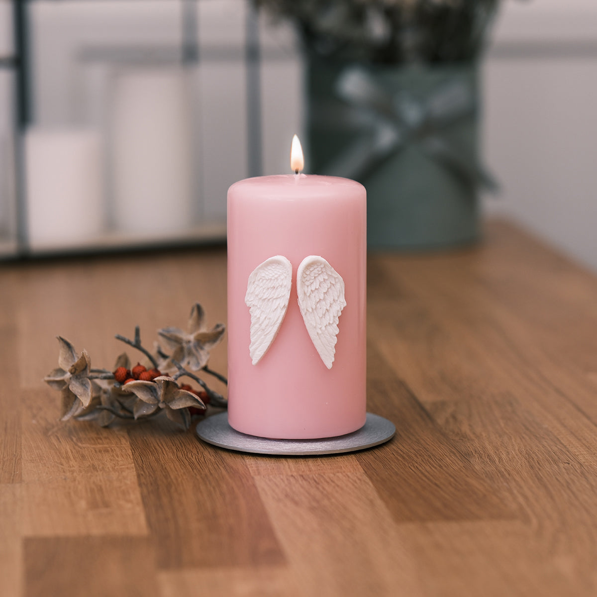 Weihnachtskerze mit Engelflügerl