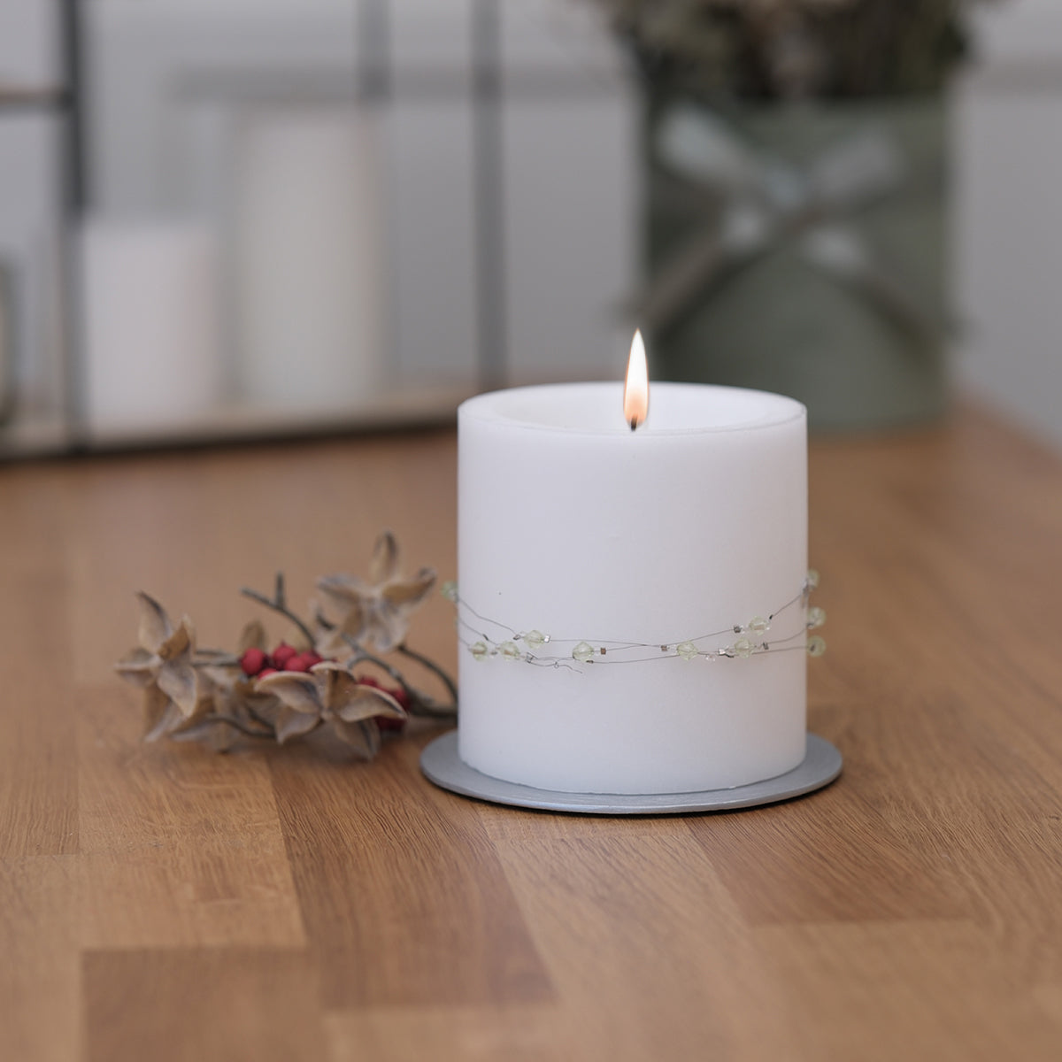 Leuchtkerze mit Perlendraht & Wachs - Rosis Kerzen Leuchtkerze (100/100mm)