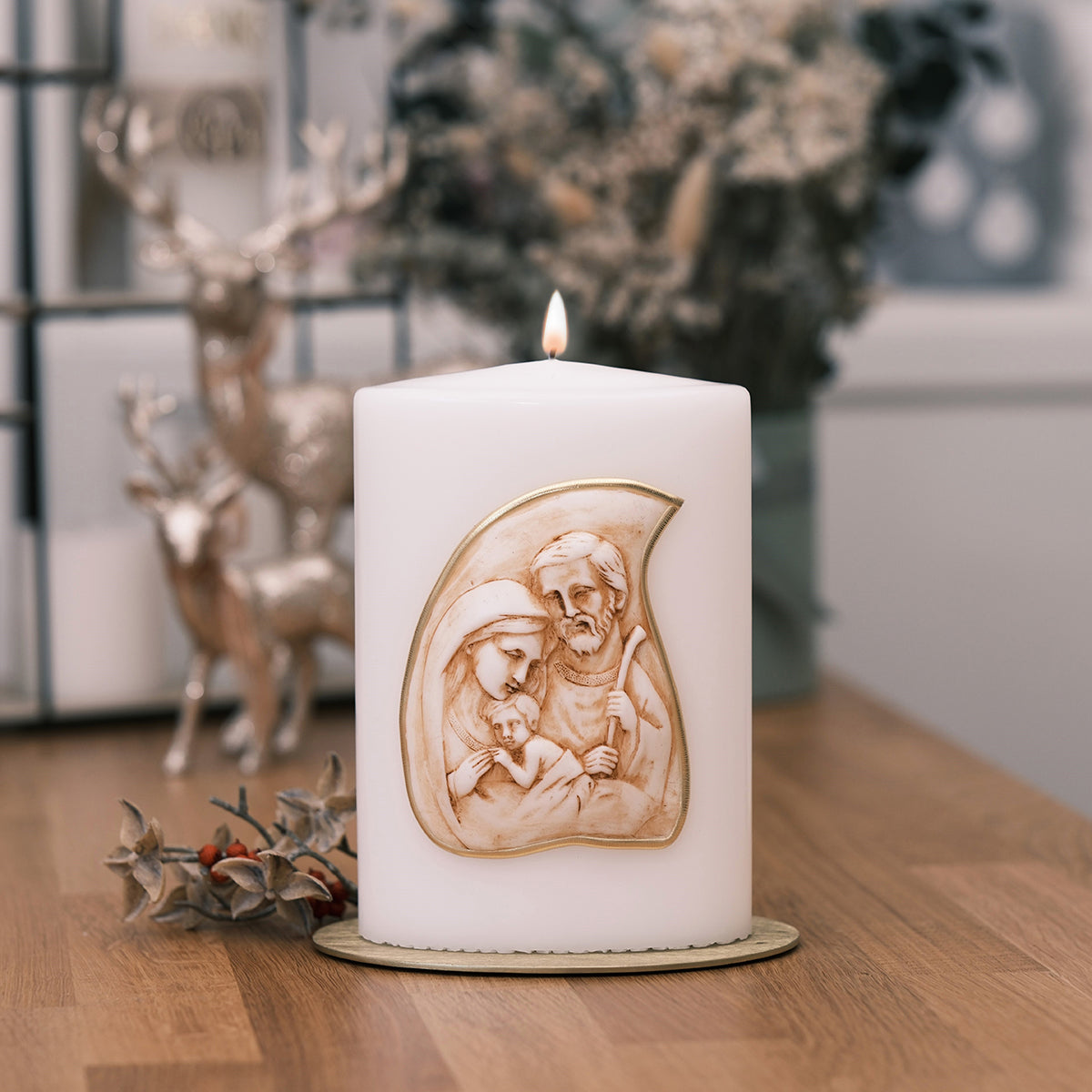 Kerze mit Hl. Familie - Rosis Kerzen Ovalkerze (200/135/60mm)