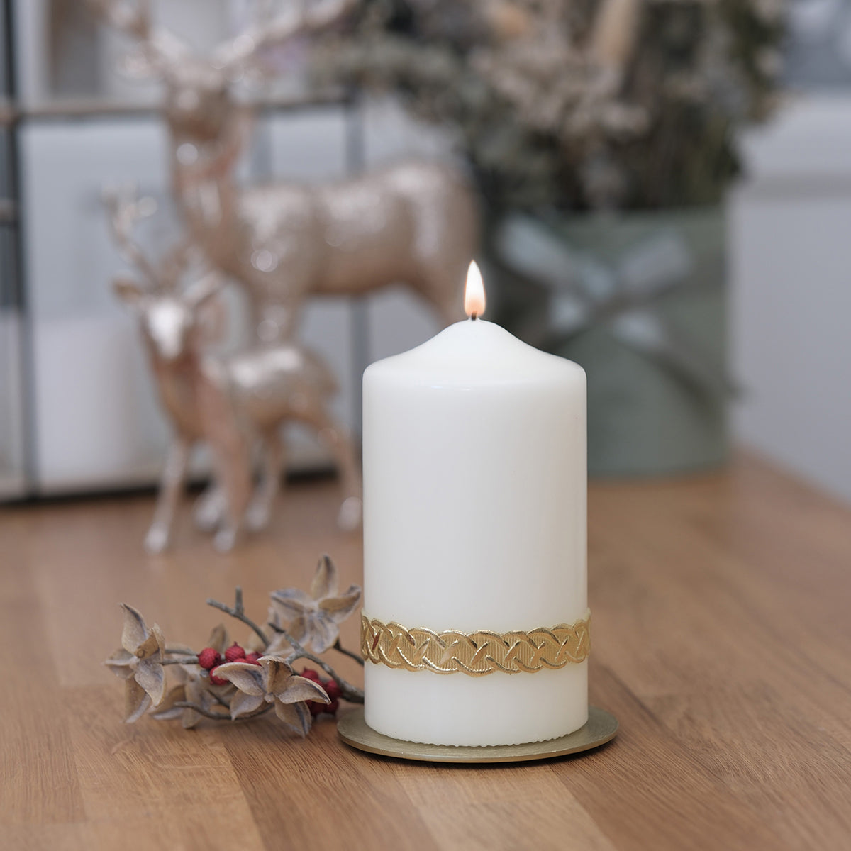 Kerze mit Goldverzierung - Rosis Kerzen (150/80mm)