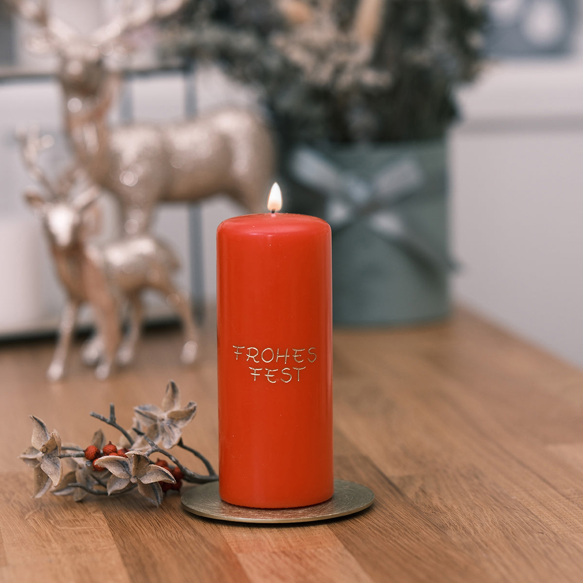 Weihnachtskerze - Frohes Fest, eingraviert