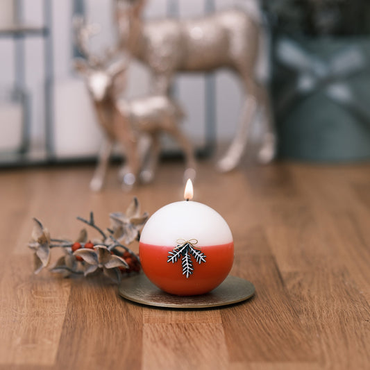 Winterkerze mit Tannenzweige