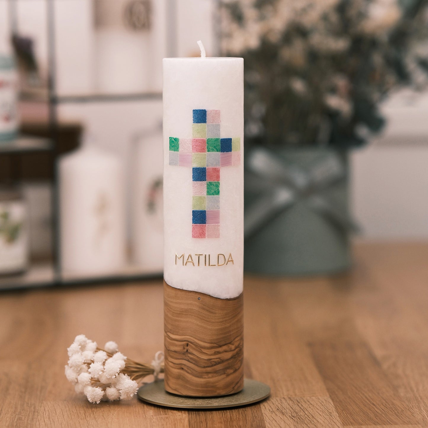 Taufkerze Matilda - Rosis Kerzen 250/60mm