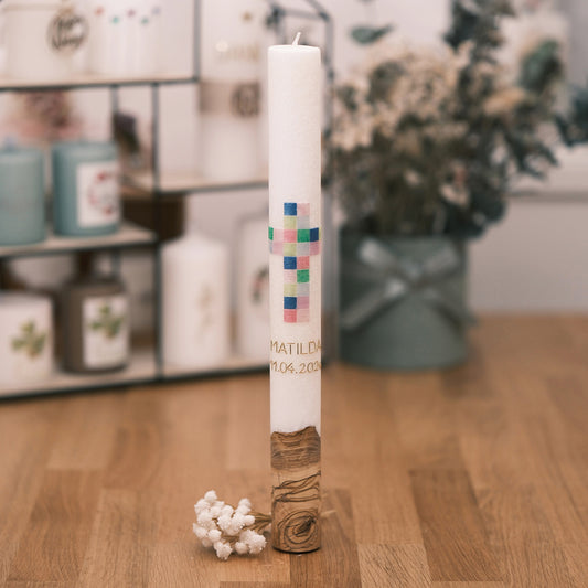 Taufkerze Matilda - Rosis Kerzen 400/40mm