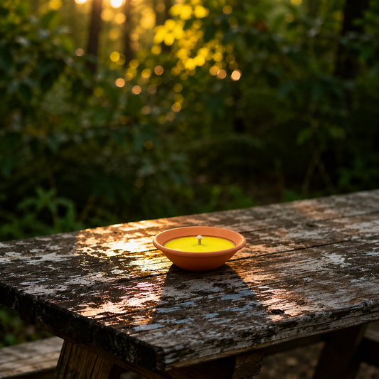 Citronella Kerze in Terrakotta-Schale klassisch