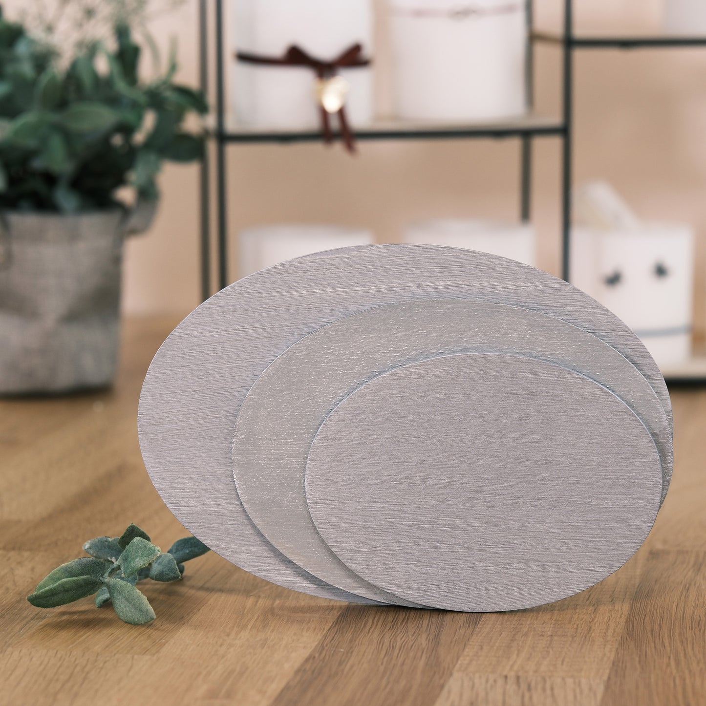 Kerzenteller für Oval- und Scheibenkerzen groß (silber)
