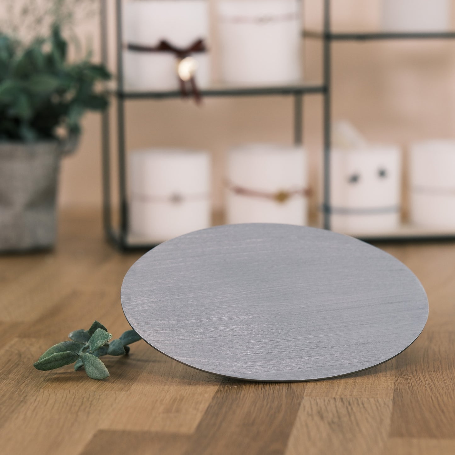 Kerzenteller für Oval- und Scheibenkerzen groß (silber)