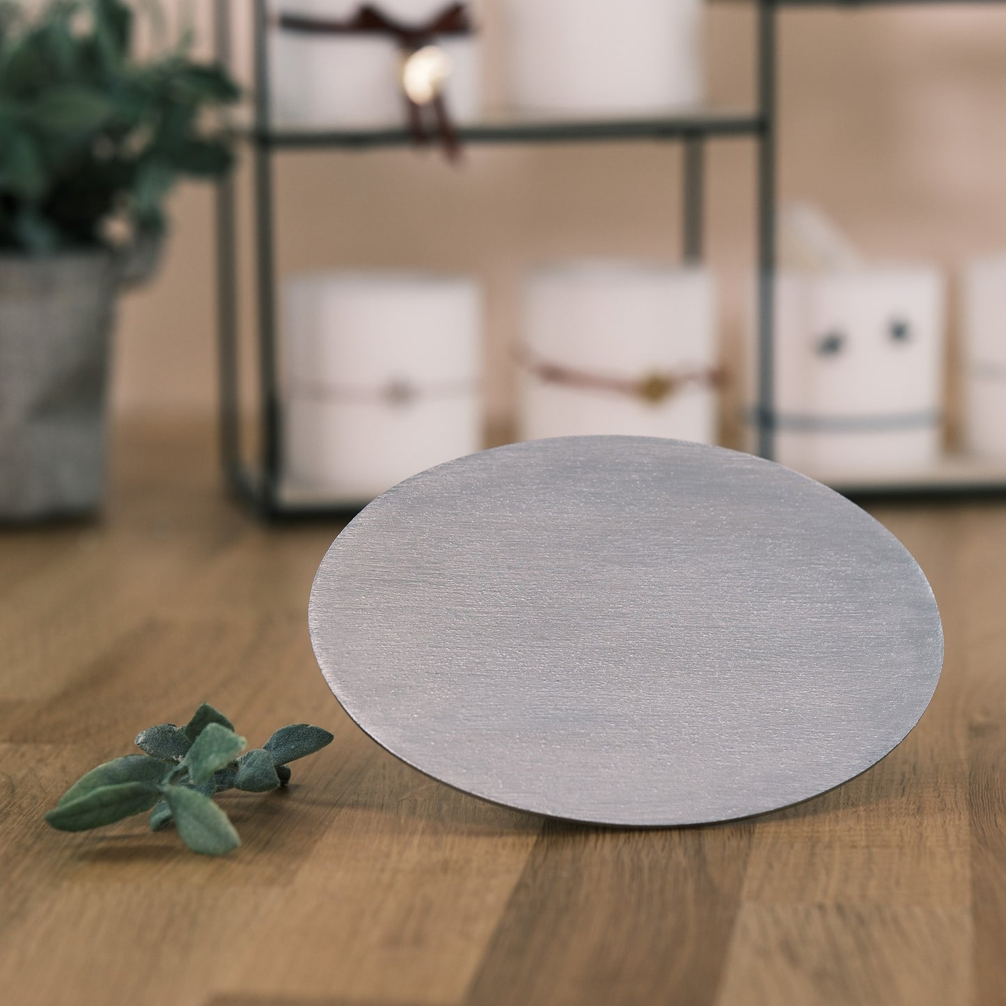 Kerzenteller für Oval- und Scheibenkerzen mittel (silber)