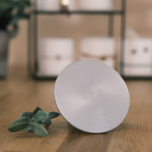 Kerzenteller für Stumpen- und Ovalkerzen klein (rund, silber) - Rosis Kerzen