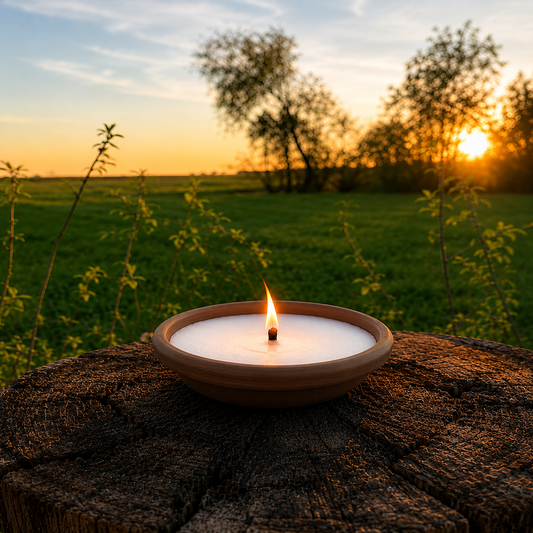 Citronella Kerze in Terracotta-Schale modern